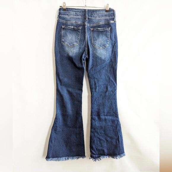 KanCan Highrise Flare Jeans 28 Raw Hem Bell Bottom Jean Factory Distressed - Picture 3 of 15